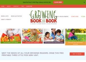 How growingbookbybook.com looks like on a tablet such as an iPad.