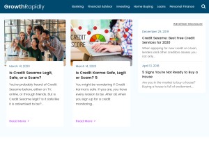 How growthrapidly.com looks like on a tablet such as an iPad.