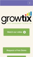 How growtix.com looks like on a mobile device such as an iPhone.