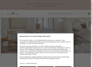 How grueneerde.com looks like on a tablet such as an iPad.