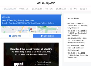 How gtavicecityapk.com looks like on a tablet such as an iPad.