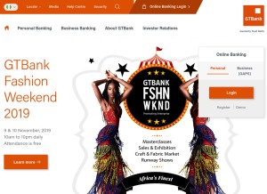 How gtbank.com looks like on a tablet such as an iPad.