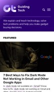 How guidingtech.com looks like on a mobile device such as an iPhone.