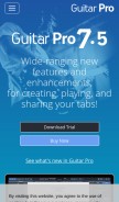 How guitar-pro.com looks like on a mobile device such as an iPhone.