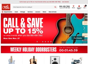 How guitarcenter.com looks like on a tablet such as an iPad.