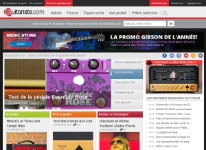 How guitariste.com looks like on a tablet such as an iPad.