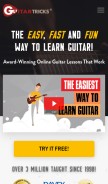 How guitartricks.com looks like on a mobile device such as an iPhone.