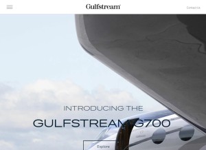 How gulfstream.com looks like on a tablet such as an iPad.