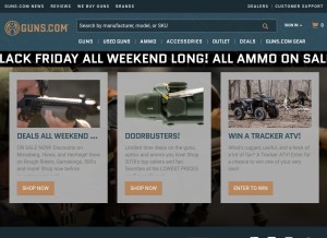 How guns.com looks like on a tablet such as an iPad.