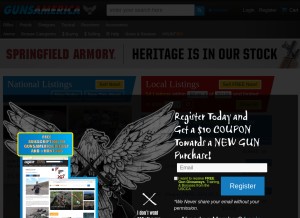 How gunsamerica.com looks like on a tablet such as an iPad.