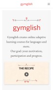 How gymglish.com looks like on a mobile device such as an iPhone.