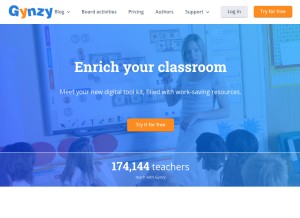 How gynzy.com looks like on a tablet such as an iPad.