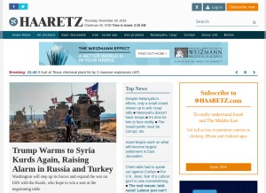 How haaretz.com looks like on a tablet such as an iPad.