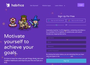 How habitica.com looks like on a tablet such as an iPad.
