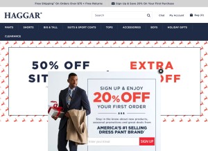 How haggar.com looks like on a tablet such as an iPad.