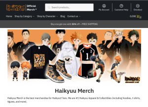 How haikyuu-merch.shop looks like on a tablet such as an iPad.