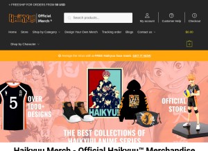 How haikyuu.store looks like on a tablet such as an iPad.