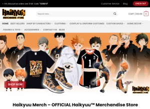 How haikyuumerchandise.store looks like on a tablet such as an iPad.