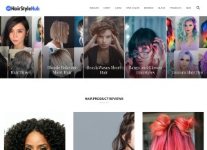 How hairstylehub.com looks like on a tablet such as an iPad.
