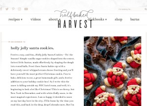 How halfbakedharvest.com looks like on a tablet such as an iPad.