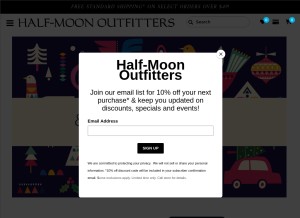 How halfmoonoutfitters.com looks like on a tablet such as an iPad.