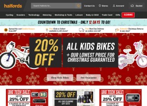 How halfords.com looks like on a tablet such as an iPad.