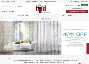 How halfpricedrapes.com looks like on a tablet such as an iPad.