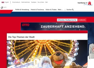 How hamburg.de looks like on a tablet such as an iPad.