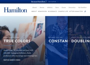 How hamilton.edu looks like on a tablet such as an iPad.