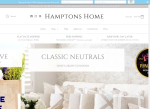 How hamptonshome.com.au looks like on a tablet such as an iPad.