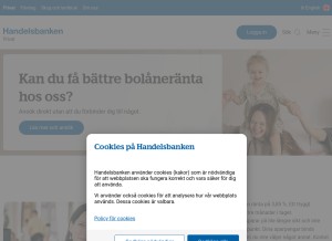 How handelsbanken.se looks like on a tablet such as an iPad.