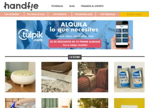 How handfie.com looks like on a tablet such as an iPad.