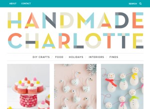 How handmadecharlotte.com looks like on a tablet such as an iPad.