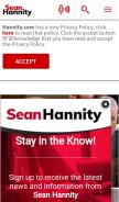 How hannity.com looks like on a mobile device such as an iPhone.