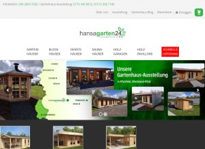 How hansagarten24.de looks like on a tablet such as an iPad.