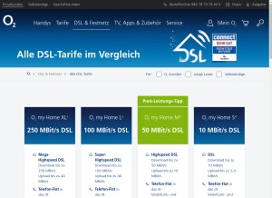 How hansenet.de looks like on a tablet such as an iPad.