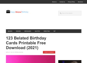 How happybelatedbirthdays.com looks like on a tablet such as an iPad.