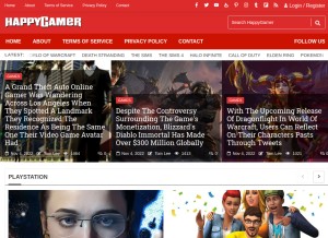 How happygamer.com looks like on a tablet such as an iPad.
