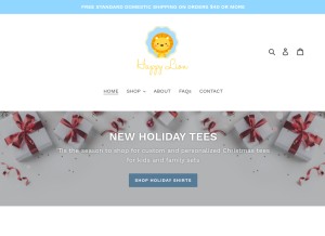 How happylionclothing.com looks like on a tablet such as an iPad.
