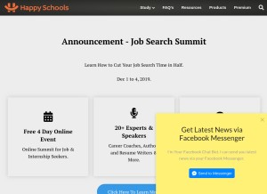 How happyschools.com looks like on a tablet such as an iPad.