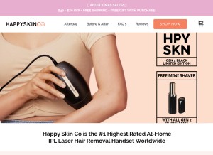 How happyskinco.com looks like on a tablet such as an iPad.