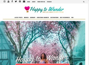 How happytowander.com looks like on a tablet such as an iPad.