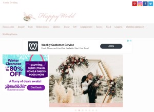 How happywedd.com looks like on a tablet such as an iPad.