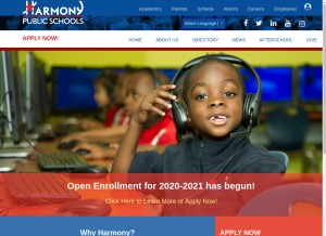 How harmonytx.org looks like on a tablet such as an iPad.