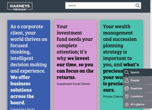 How harneysfid.com looks like on a tablet such as an iPad.