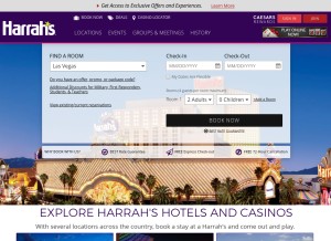 How harrahs.com looks like on a tablet such as an iPad.