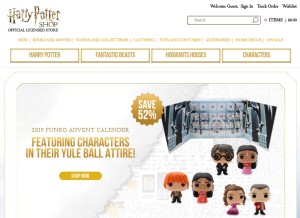 How harrypottershop.com looks like on a tablet such as an iPad.