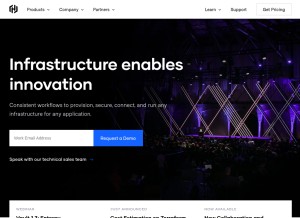 How hashicorp.com looks like on a tablet such as an iPad.