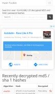 How hashtoolkit.com looks like on a mobile device such as an iPhone.