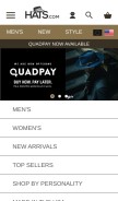 How hats.com looks like on a mobile device such as an iPhone.